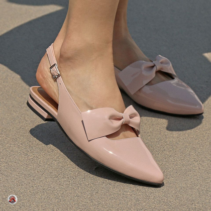 Pointed-toe slingback flats