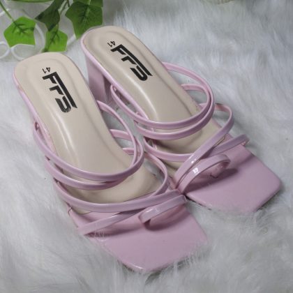 Lavender Purple Criss-Cross Strap Low Block Heel Slide Sandal