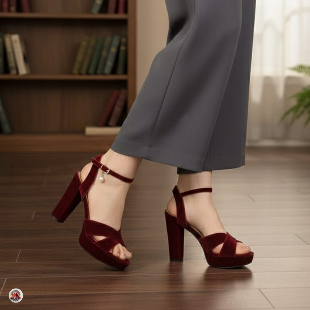 Cross Strap Platform Block Heel Sandals.