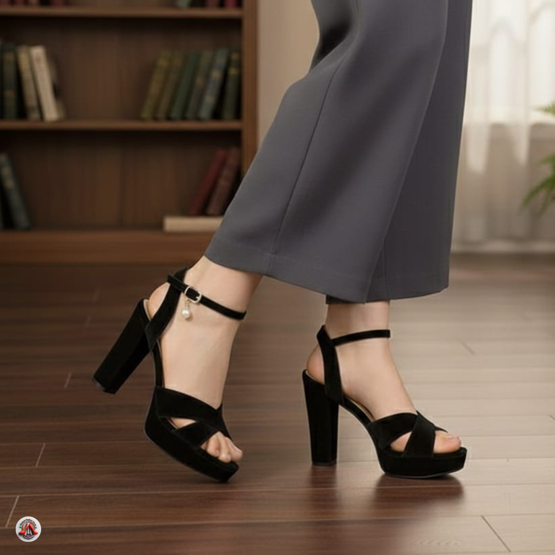 Cross Strap Platform Block Heel Sandals. - Image 3